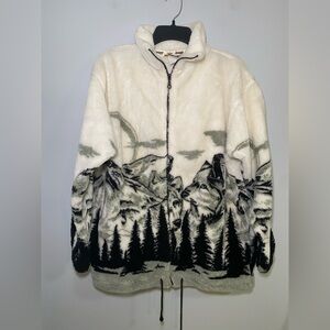 VTG Renegade Club Western Wolf Fleece Zip Up Jacket Size M